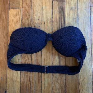Black strapless corset bikini top
